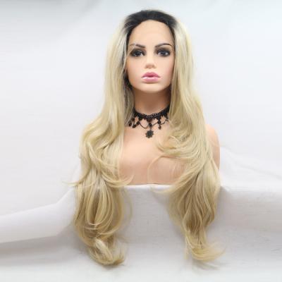 China 2021 newest fashion high temperature silk gold wig, more black gold, full lace wig for white women for sale