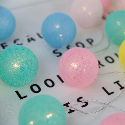 China Led String Lights Hot Selling Decorative Candy Color Cotton Ball String Lights for sale