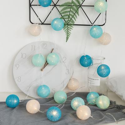 China Led string lights 6cm blue cotton Thread Ball Light String holiday decoration for sale