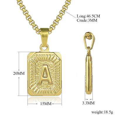 China 2021 Fashion Stainless Steel Letter Necklace Men's Pendant Gold Plated Stainless Steel Rectangle Butterfly Doubles Necklace Women's Pendant Necklace for sale