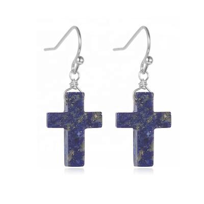 China Jewelry Carnelian Lapis Fashionable Cross BOHEMIA Cliobeads Designer Hook Dangle Earrings For Women Girls for sale