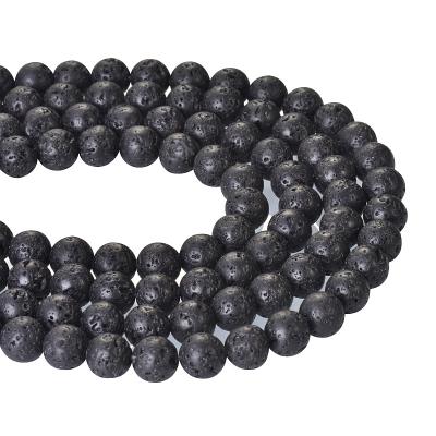 China Making Jewelry Necklace Bracelet Clio Earring Beads Wholesale Natural Gemstone Beads Black Lava Rock Round Beads For Jewelry Making for sale