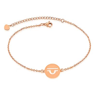 China Trendy Jewelry Stainless Steel Color Rose Gold Fashion Zodiac Hollow Chain Bracelet For Women Party Gift for sale