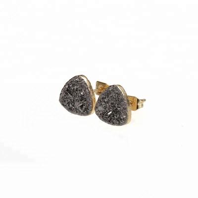 China Fine ALLOY Plated Agate Druzy Triangle Stud Earring for sale