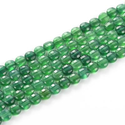 China Stone 4mm Natural Gemstone Beads Coin Shape Beads Faceted Green Agate Beads For Wholesale for sale