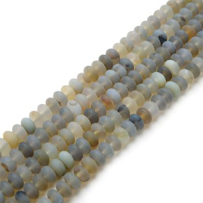 China Wholesale Natural Beads Gray Matte Agate Gemstone Beads Stone Rondelle Shape for Jewelry Making for sale