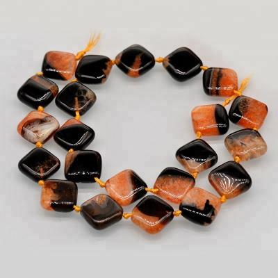 China For Jewelry Making Flat Dyed Black And Orange Cracked Agate Square Diamond Shaped Beads For Jewelry Making for sale