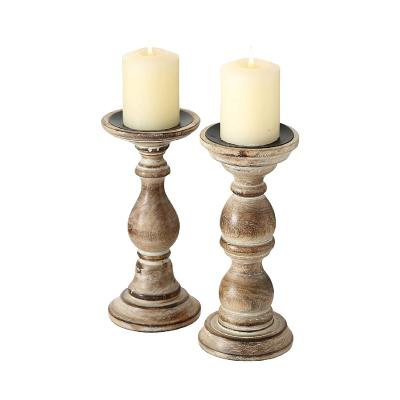 China Vintage Eco - Friendly Wooden Style Candle Holders Wooden Candle Holder for sale