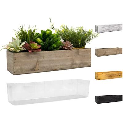 China Modern Natural Brown Wooden Rectangle Planter Box With Removable Plastic Lining Rectangle Wooden Planter Box for sale