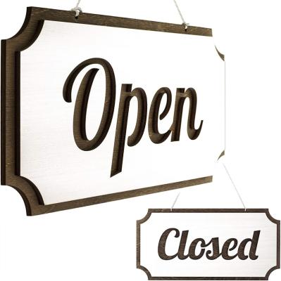 China Traditional Wooden Business Open And Closed Door Sign Hanging Business Decor Wooden Sign for sale