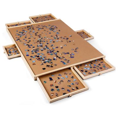 China Children's Learing Toys 1500 Piece Wooden Puzzle Table with 6 Drawers Puzzle Board | 27