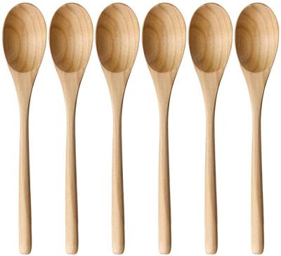 China 6 Pieces Disposable Japanese Natural Plant Pocket Wooden Spoon Set Ellipse for sale