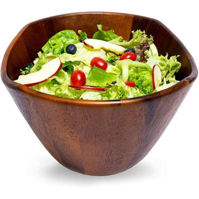 China Sustainable premium acacia wood bowl, large wooden salad bowls, fruit bowl for sale