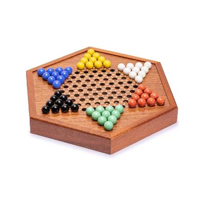 China Parent-child Interaction Chinese Checkers Wooden Board Game Set Wooden Checkers With Storage Drawer for sale