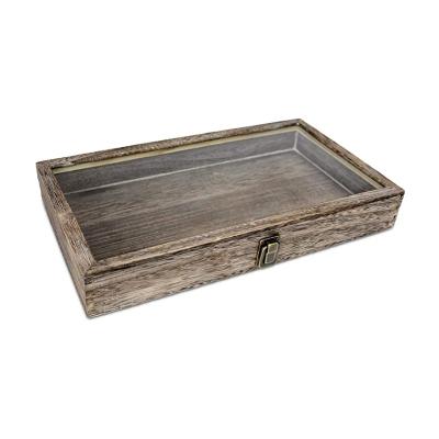 China Modern Wooden Jewelry Display Case Wooden Jewelry Glass Top Storage Box for sale