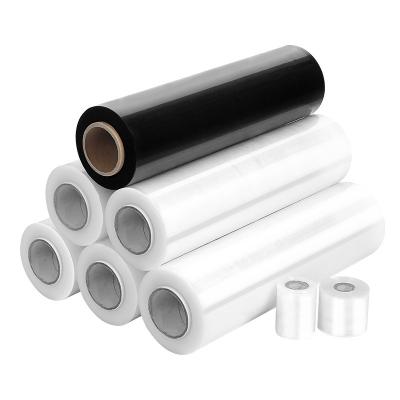 China Cheap stretch film hand plastic transparent clear moisture proof roll, pe stretch film for sale