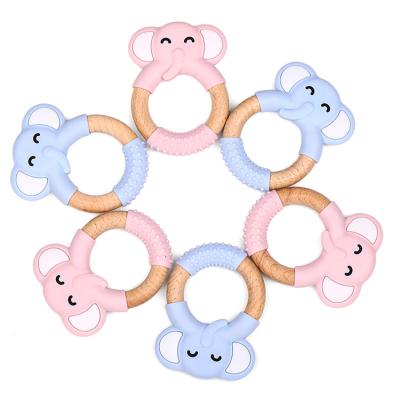 China Baby Toys Soft Silicon Baby Nature Teether Wooden Toy Newest Clip for sale