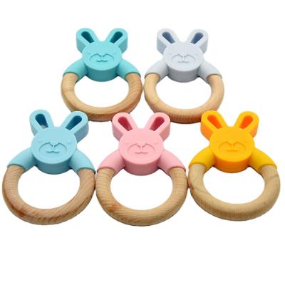 China Soft Toy New Baby Chew Toys Wooden Animal Teether Silicone Teether for sale