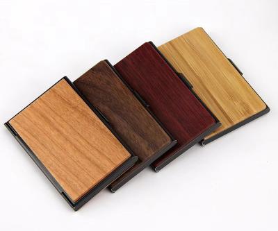 China Fashion Men or Women Mini Wallets Real Wood Brown Gift Wallet Business Card Holder Minimalistic Fashion for sale