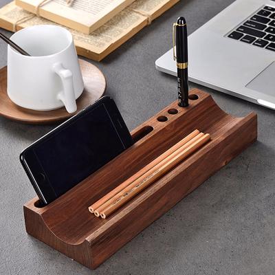 China Wooden Cell Phone Holder Stand for Pen and Wooden Storage Phone Holder for iPhone Huawei Xiaomi OPPO VIVO Samsumg for sale