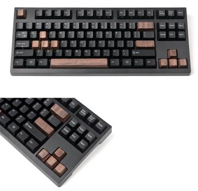 China Wireless CNC Parts Wooden Mechanical Keyboard Keycaps For Mechanical Keyboard Walnut Wooden Keycaps for sale