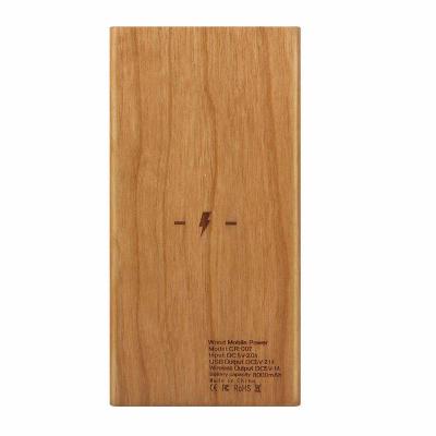 China Company Anniversary 8000 mAh Full Wooden Phone Charger Powerbank Mobile Power Bank for sale