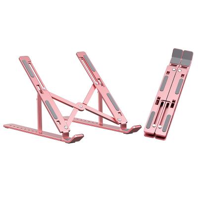 China Popular Adjustable Foldable Portable Metal Laptop Stand Small Notebook Bracket Riser Computer Stand for sale