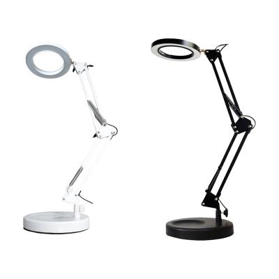 China Magnification 2-in-1 Magnifying Glass with Bright LED Light Magnifier Lamp with Base Stand for Reading Paint for sale