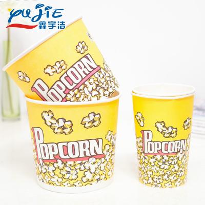 China Recycled Materials Custom Logo Printed Popcorn Buckets Paper Food Pails Cups Popcorn Container for sale