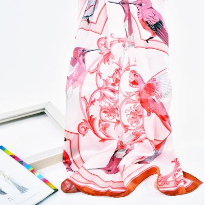 China Decoration.Daily Life Hot Sales Factory Custom Pink Women Printing Square Silk Scarf for sale