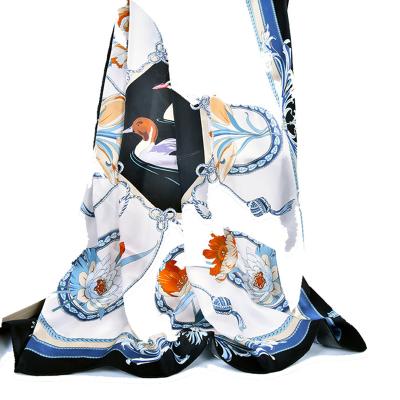 China Decoration.Daily Life Factory Supply Women's Decorative Scarves Embroidery Printing Girls Silk Scarf for sale