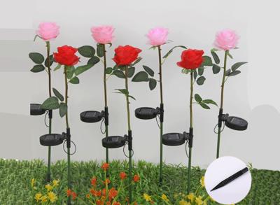 China Solar Artifical Rose Lights Outdoor Lawn Park Decoration Lamp LED Silk Rose Lamp for sale