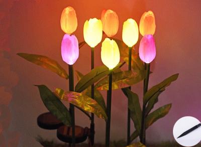 China Solar Silicone Tulip Lights ground decoration lawn lamp for sale