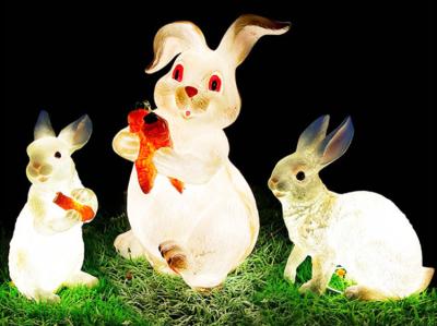 China Resin rabbit lights garden landscape lawn lamp park scenic spot cartoon animal grassland beautiful bright lamp for sale