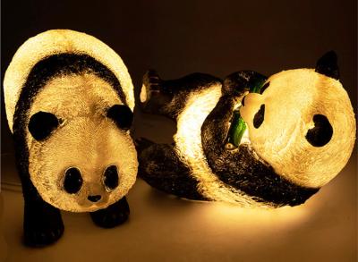 China A pair of panda lights LED resin waterproof landscape lamp translucent animal outdoor park lawn lamp for sale