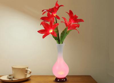 China LED lily vase Emitation fake flower Lighting living room hotel decoration living room bedroom for sale