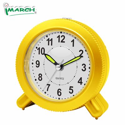 China Antique Style iMSH BB09502-YE ABS/Plastice Nap Light Crescendo Buzzer Alarm Table Alarm Clock for sale