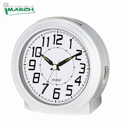 China LUMINOVA CE Classic Design Large Decor Plastic Table Bell White Alarm Clock 10cm Slient For Bedroom Elder for sale