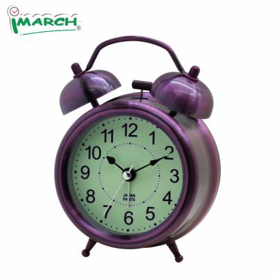 China Brief iMSH 3 INCH Metal Crate Style Twin Bell Table and Desk Simple Alarm Clock as a Gift for sale