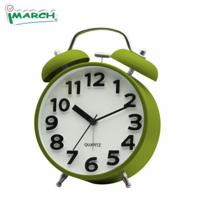 China Brief iMSH GREEN 115mm Plastic 3D Number Style Twin Single Bell Alarm Clock As Gift for sale