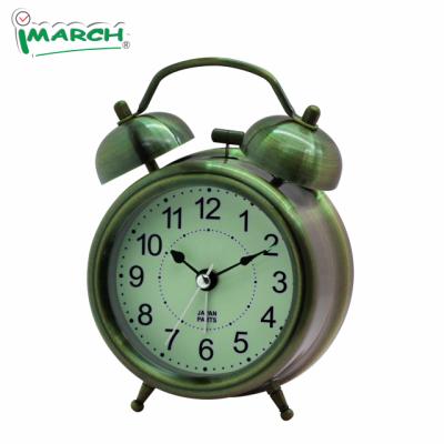 China GREEN iMSH 80mm brief plastic twin bell alarm clock metal case simple style for hotel for sale