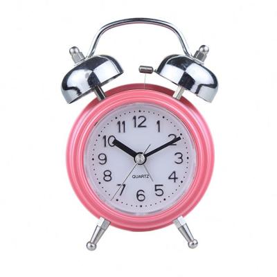 China Antique Child Style Multi Light LED Clock Silent Table Bell Non-ticking Twin Alarm Clock for sale