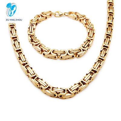 China Wholesale New Trend 18k Gold Stainless Steel Hip Hop Byzantine Stain Chain Bracelet Men FASHIONABLE for sale