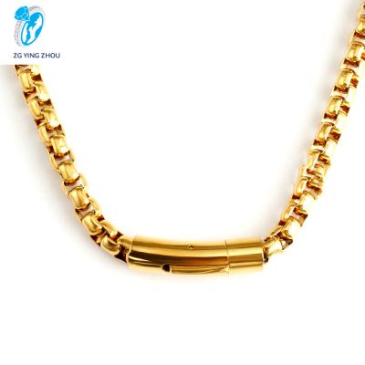 China Wholesale Hops Mens Hiphop Hip Hop Jewelry 18 Gold Plated Stainless Steel Square Pearl Necklace for sale