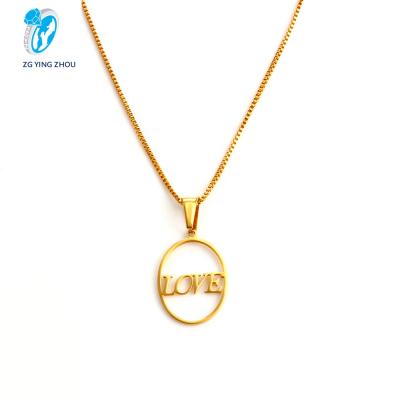 China Hiphop Yingzhou factory wholesale stainless steel simple gold love hip hop pendant necklace custom for sale