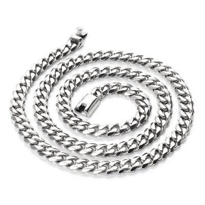 China Hiphop High Quality Mens Stainless Steel Link Chain Hip Hop Cuban Necklace for sale