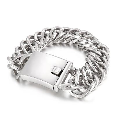 China High Quality Stainless Steel Cuban Men's Hiphop Thick Link Chain Bracelet Bangle for sale