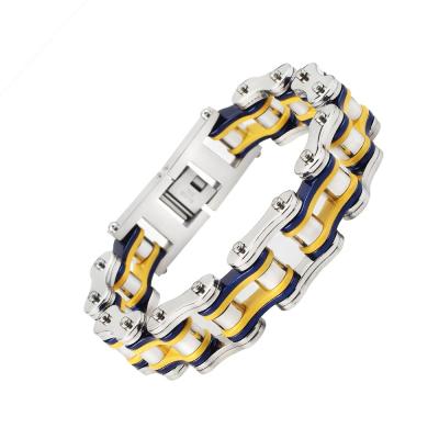 China TRENDY Women Fashion Jewelry Custom Logo Yellow Blue Bike Chain Charm Bracelet for sale