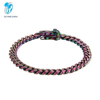 China FASHIONABLE Colorful Mens Stainless Steel Hip Hop Cuban Chains Gold Plated Cuban Link Chain for sale