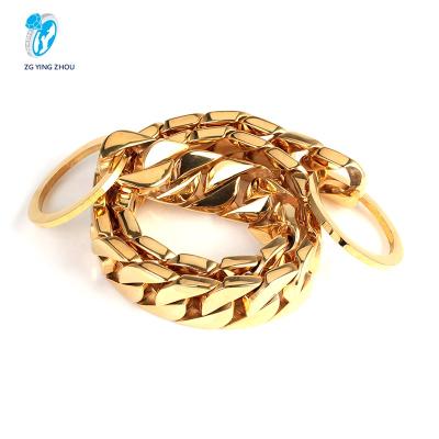 China Sustainable High Quality Gold Plated Gold Plated Dog Collar Pet Stainless Steel Training Chain for sale